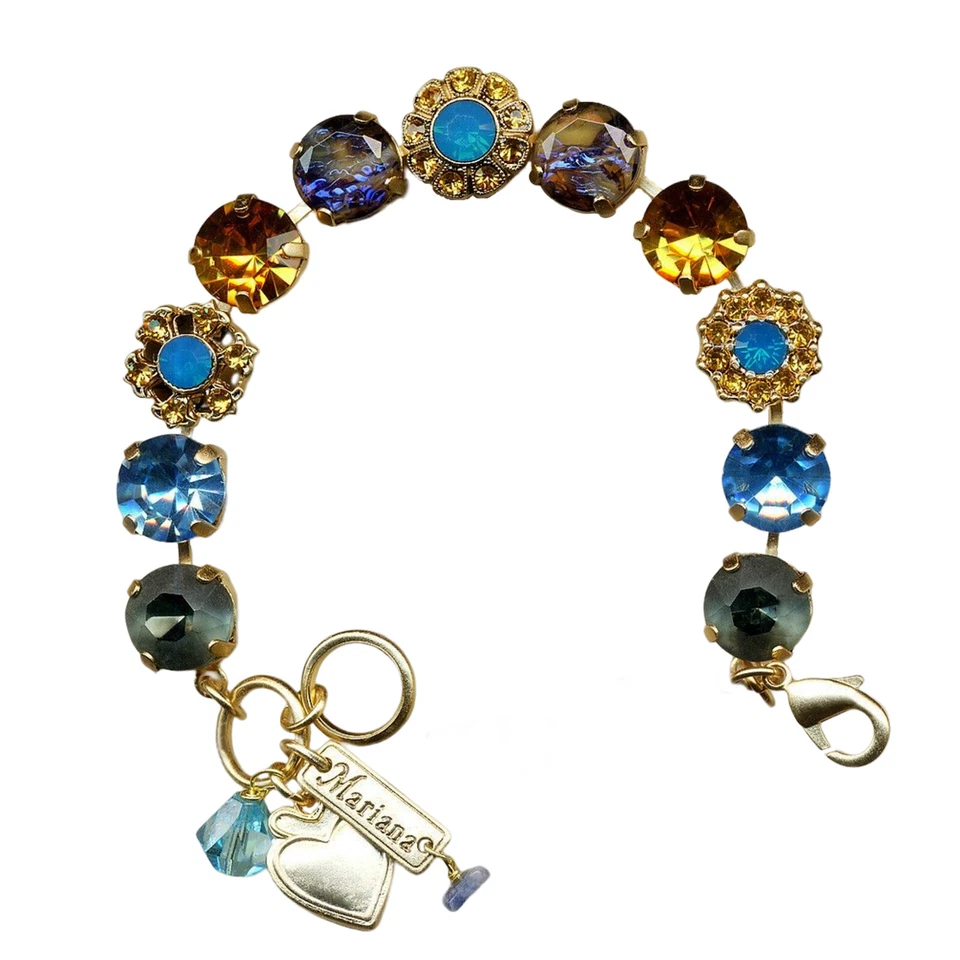 Pulsera Mariana Lujosa Azul Océano, Ámbar, Ópalo Azul Caribe y Mármol... Foto 3 de 3