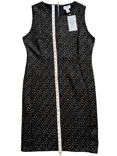 CARMEN Marc Valvo Scuba Sheath Dress SIZE 14 Black Gold Texture Square Cocktail - Picture 9 of 11