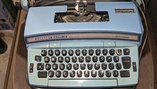 Smith Corona Coronet Super 12 Portable Blue Electric Typewriter In Original Case thumbnail