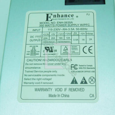 1PC Enhance ENH-0635A 350W PSU 1U Power Supply