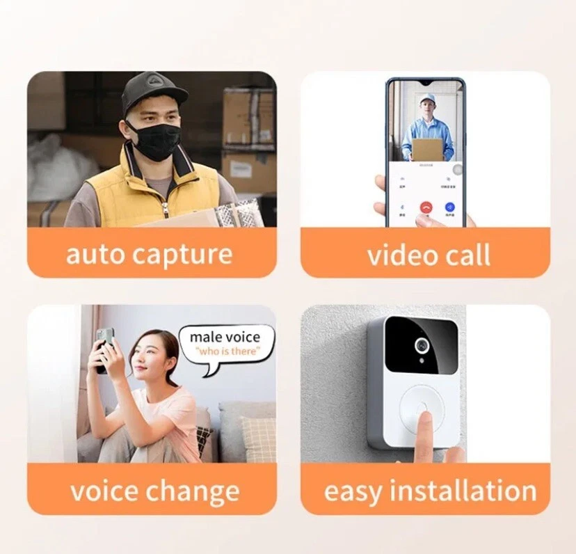 Interphone Vidéo Sonnette Sans Fil Étanche app avec Caméra WiFi Accueil Sécurité - Photo 3/4