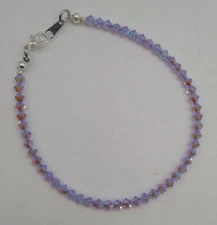 Handmade w/ Swarovski Crystal Violet AB2X 4mm Bicone Beaded Bracelet Or Anklet