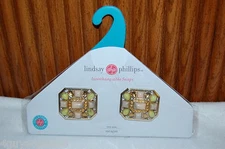 Lindsay Phillips SwitchFlops SNAPS Lt Green BEIGE Stones GOLD TRIM Meagan