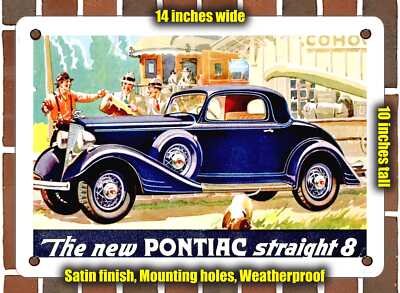 Metal Sign - 1933 Pontiac Straight 8 Sport Coupe - 10x14 Inches
