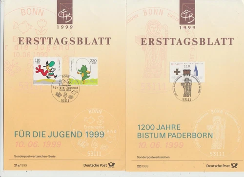 Germany  1980 4 Stamp FDC Presentation Cards 1999 2 FDC Cards     good condition