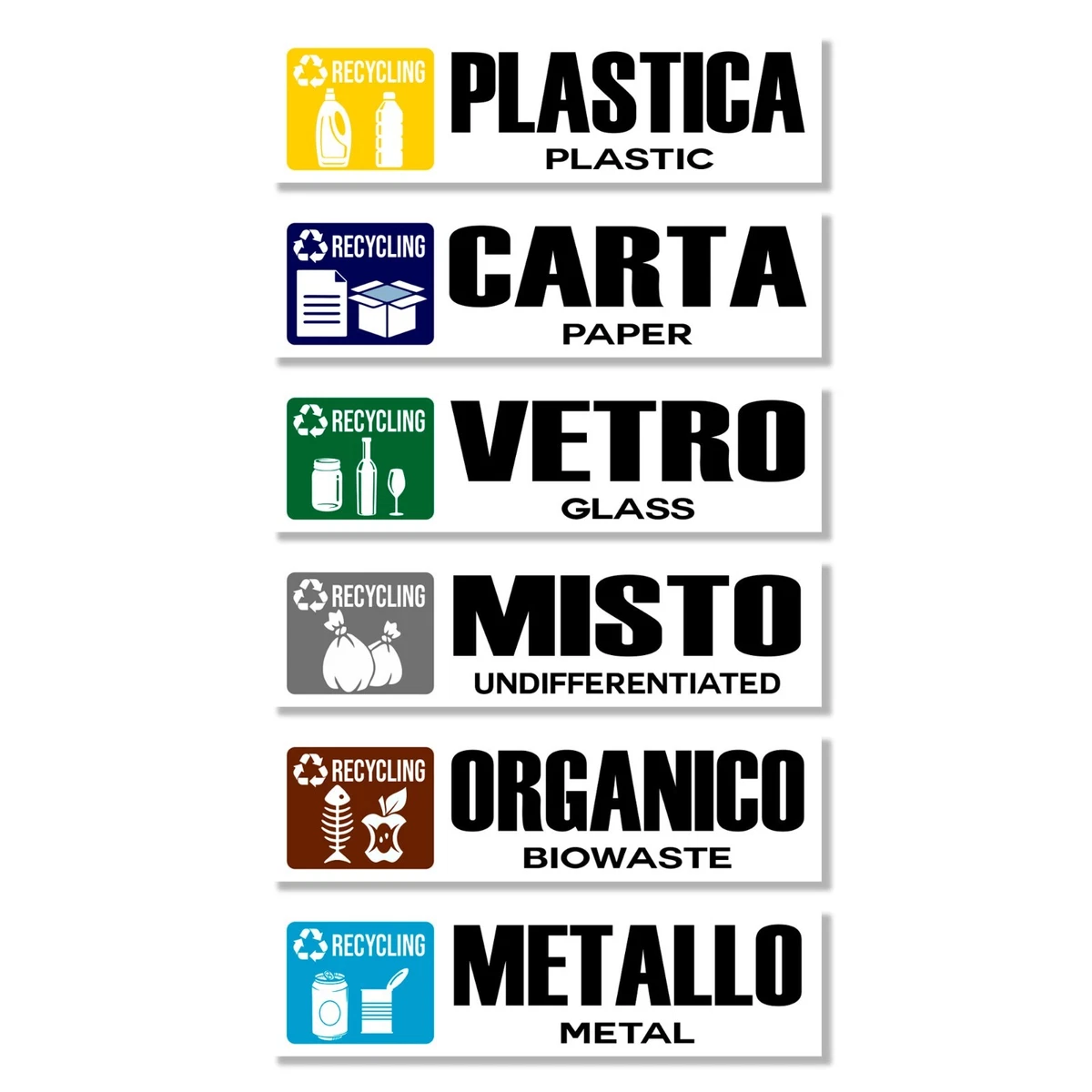 8 Adesivi Per Bidoni Del Riciclaggio – Etichette Autoadesive In Vinile Impermeabile 15x5 Cm, Per Interni/Esterni, Cucina - 4