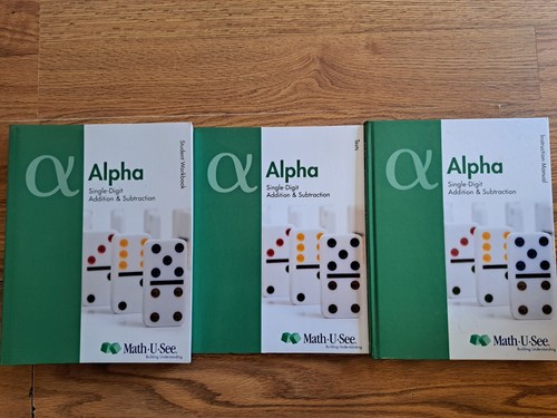 Math U See Alpha Student Tests & Workbook Instruction Manual Brand New Set