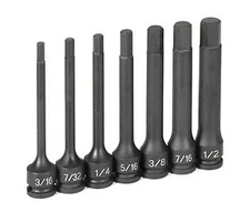 GREY PNEUMATIC 1247H 3/8" Drive 7 Piece 4" Length Fractional Hex Driver Set
