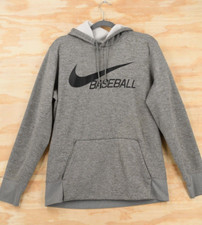 Nike Baseball Dri-Fit Grey Mens Large Pullover Hoodie - Big Swoosh