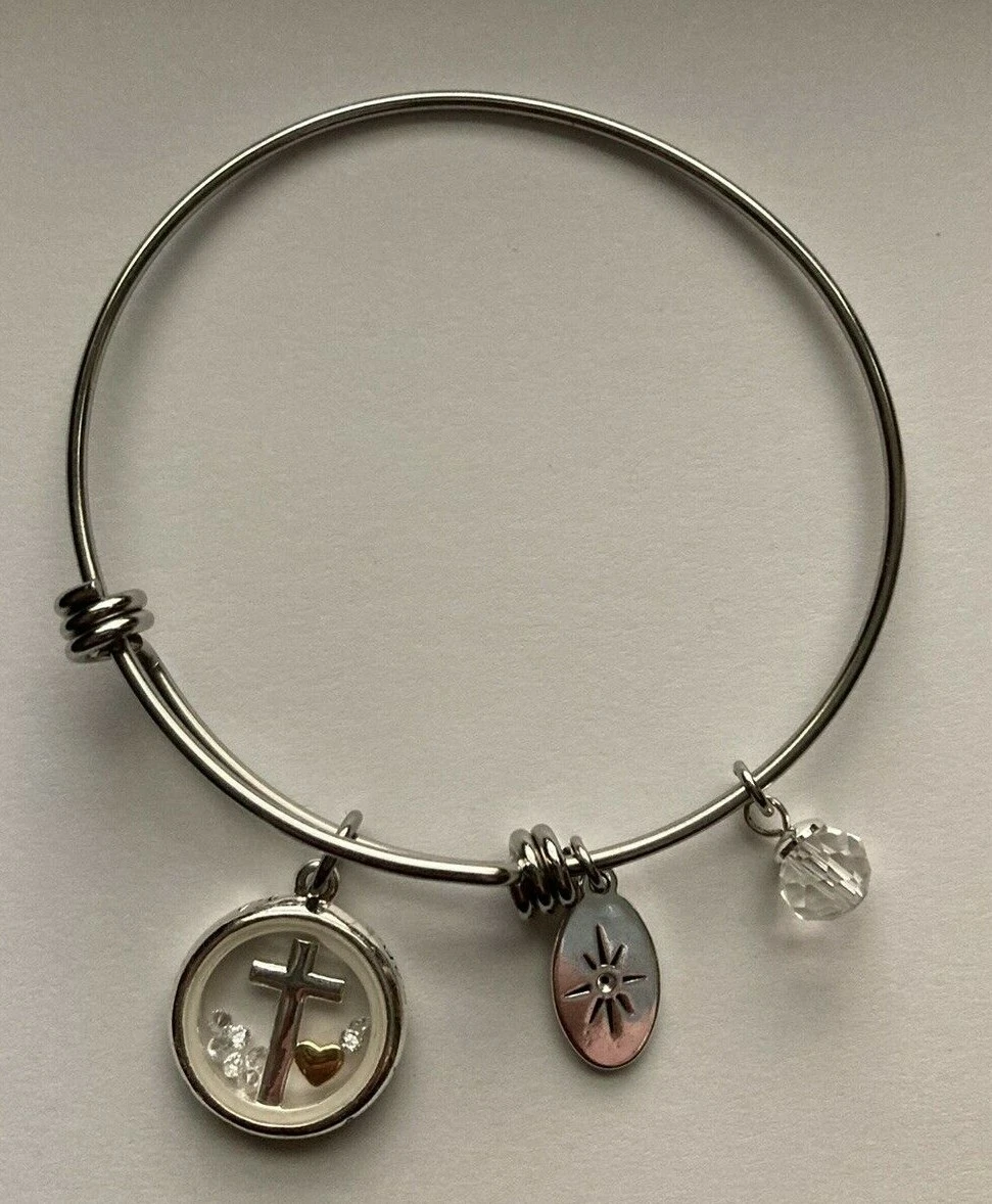 BELIEVE BY BRILLIANCE BRACELET RELIGIOUS CHRISTIAN FAITH CROSS SILVER TONE