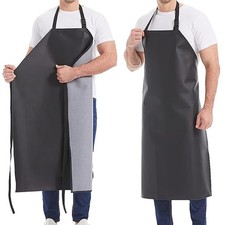 2 Pack 46" Waterproof Rubber PVC Apron Adjustable Aprons for Men HEAVY Duty Blak