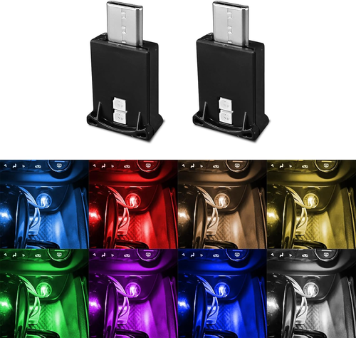 2 PCS Mini USB LED Light 8 Colors RGB Car USB LED Interior Atmosphere Light Univ - Picture 12 of 12