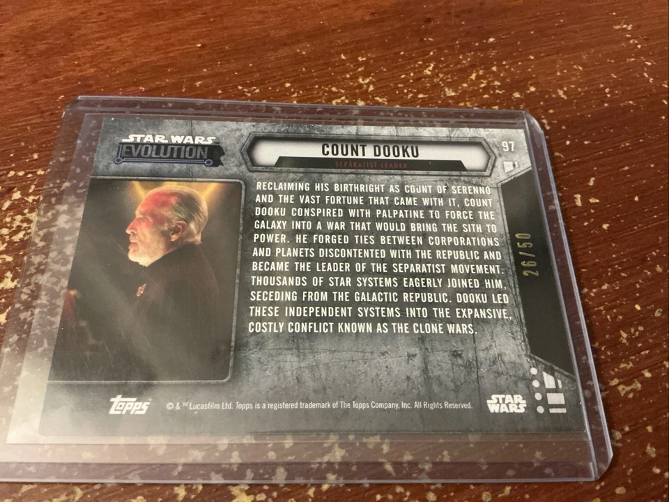 Count Dooku 2016 Topps Star Wars Evolution #97 - Gold 26/50 - Image 2 of 2