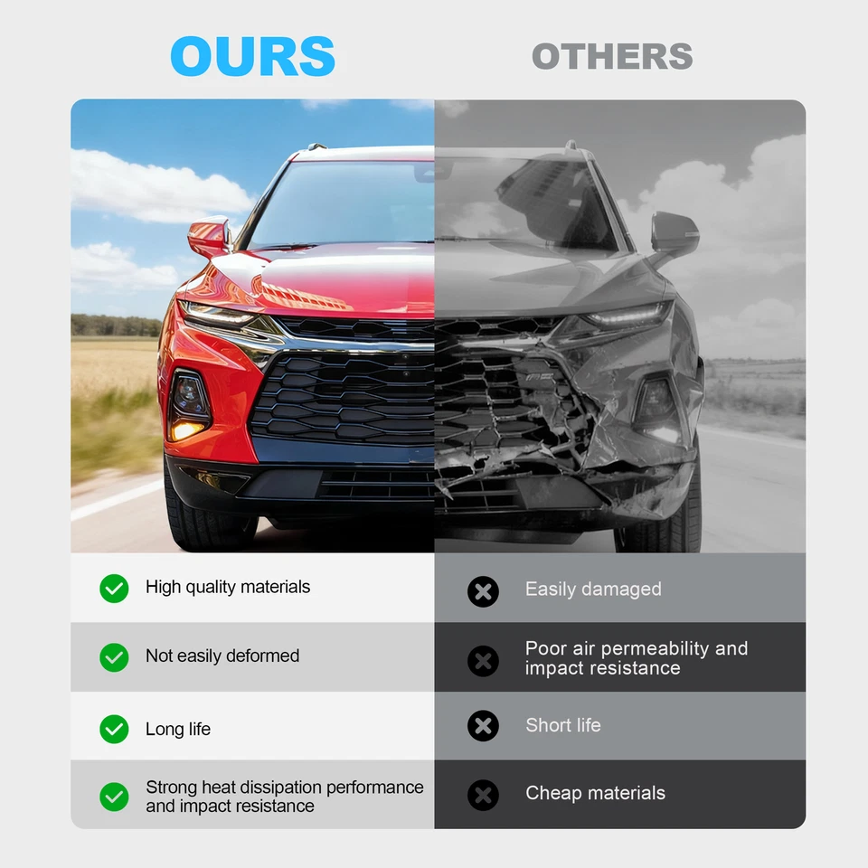 Grille fit 2019-2021 Chevrolet Blazer RS Front Upper Gloss Black w/Grey Chrome - Image 4 of 4