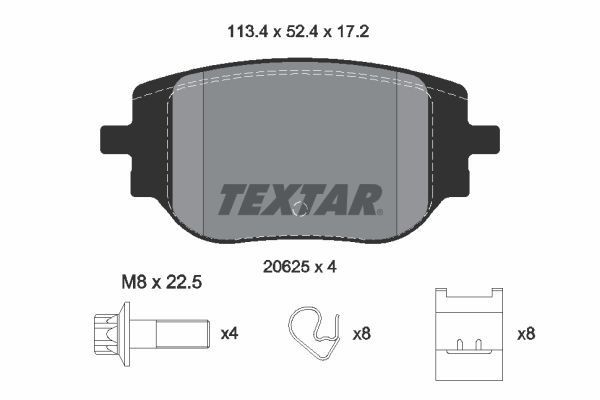 Rear Brake Pad Set Fits Citroen Fiat Peugeot Toyota Vauxhall Textar 2062501