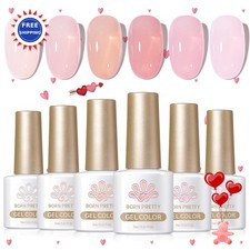 Born Pretty Jelly Pink Gel Nail Polish Set 6PCS Nude Sheer Translucent Milky