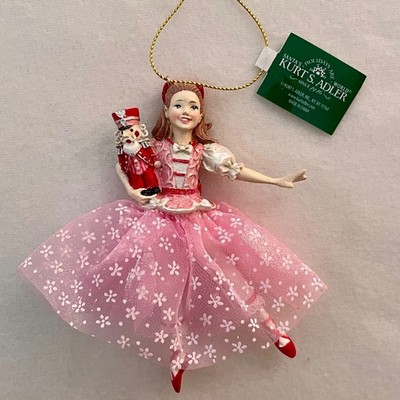 Kurt Adler The Nutcracker Suite Dancing Clara Pink Holding Nutcracker Ornament