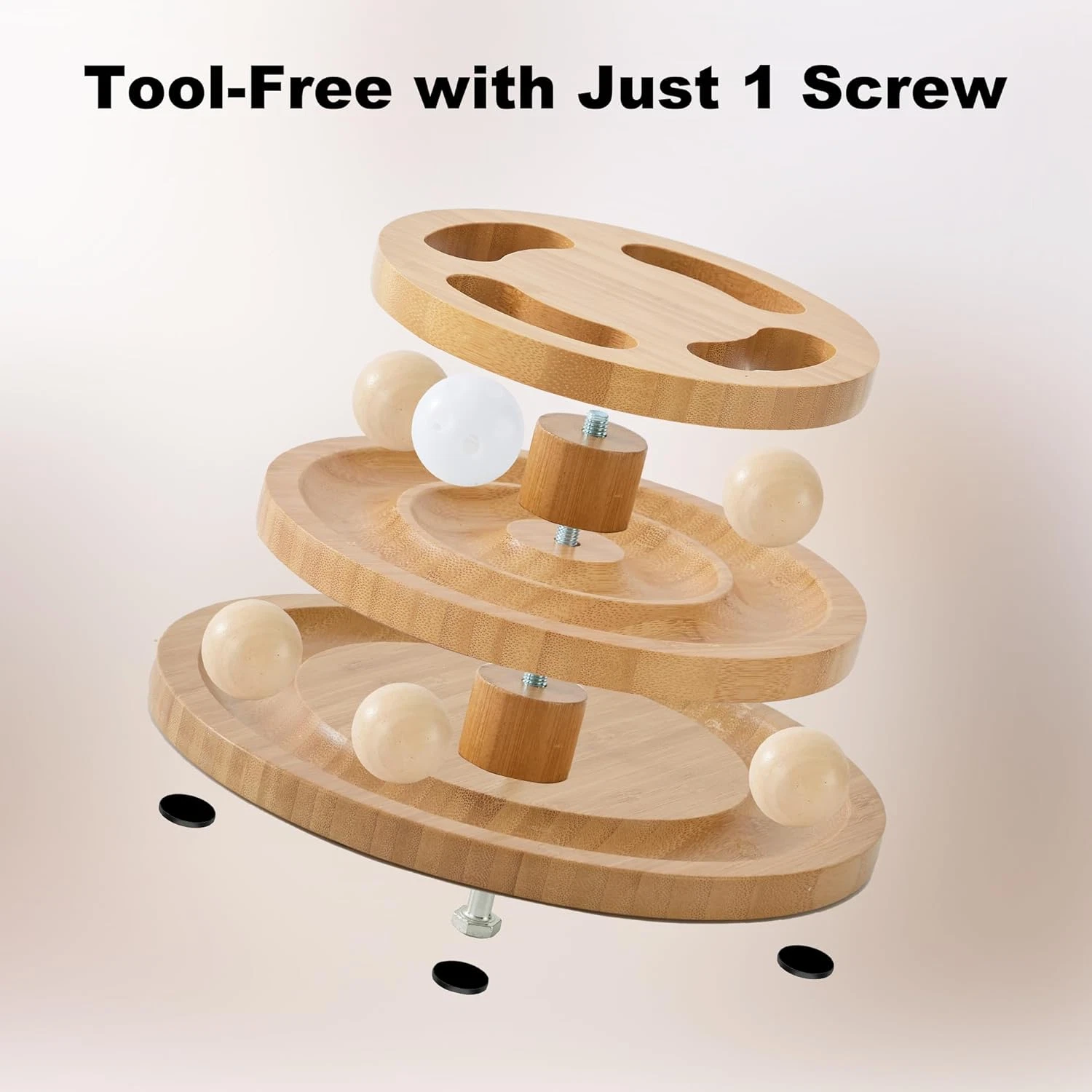 Cat Ball Track Toy Puzzle Top Wooden Toys Indoor Cats Spinning Balls Interactive