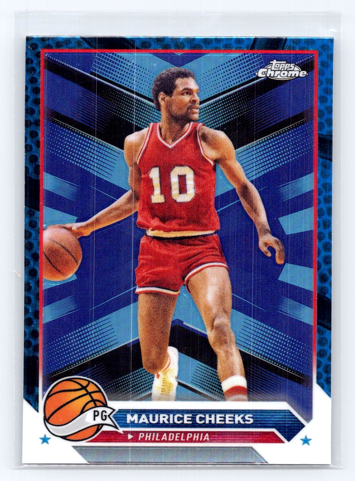 2023-24 Topps Chrome #34 Maurice Cheeks Blue Basketball Refractors