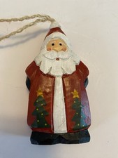 Wooden Ornament Santa Christmas Farmhouse Style Gently Used.