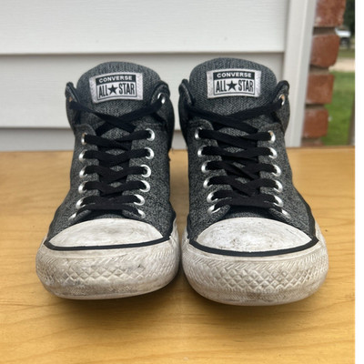 Converse Chuck Taylor All Star Men s Mid Top Canvas Lace-Up Sneakers Gray/Black