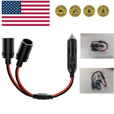 Efficient 1-to-2 Car Cigarette Lighter Splitter with 15A Fuse for Safe Charging