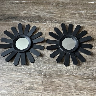 Black Sunburst Wall Mirrors Set Of Two 