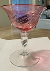 Carder Steuben Cranberry Optic Swirl Twist Stem Goblet