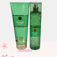 Bath Body Works PISTACHIO GLAZE Fragrance Mist Spray  Body Cream 2pc Set