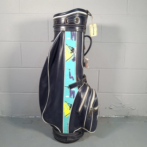 80s Vintage Design Regal Golf Bag Leather Cart Bag Retro Prop - Picture 1 of 6
