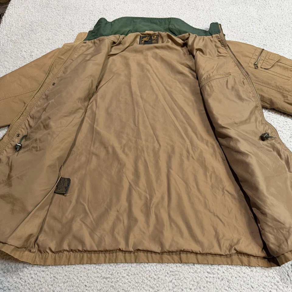 VTG Eddie Bauer Jacket Mens Large Brown Full Zip Nylon Utility Chore Field Army - Image 4 of 4
