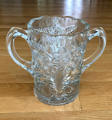 Antique Glass Deep Press Double Handle 5 1/2''  Celery Vase Holder