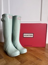 Image of Hunter Wellies Tall Original Gloss Boots Seafoam Size 5