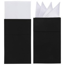 Sibba Prefolded Pocket Squares for Men 2PCS Black  White Pockets