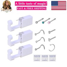 Nose Piercing Kit - 3 Pack Self Nose Piercing Gun, Disposable Safety Nose Per...