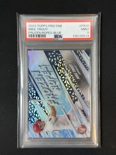 105 Mike Trout 2024 Topps Pristine Frozen Ropes Blue #/75 PSA 9 Angels
