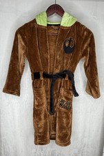Star Wars Kids Hooded Brown Fleece Robe Yoda Style 6-7 NWOT