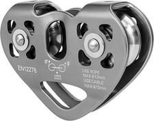 Double Zip Line Pulley Trolley, 30kN 6700LBS Tandem Dual Speed Pulleys for 1/4