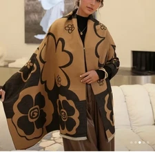 women's faux cashmere shawls Black And Coffee