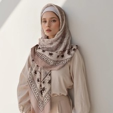 51 Color Turkey Square Flower Print Hijab Voile Soft Headscarf Premium Cotton Vo
