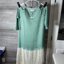 Hayden Mint Green and Cream Crochet Midi Dress 1144