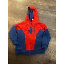 Kids Marvel Spider Man Zip Up Hoodie Jacket Red Blue Size 4T