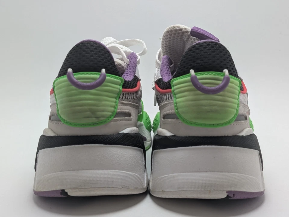 Puma RS-X Negrita Zapatos Fluorescentes Blanco Verde Púrpura Tenis Informales Talla 5.5C Foto 4 de 4