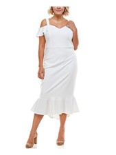 EMERALD SUNDAE Womens Sheath Maxi Dress White Flutter Evening Juniors 18