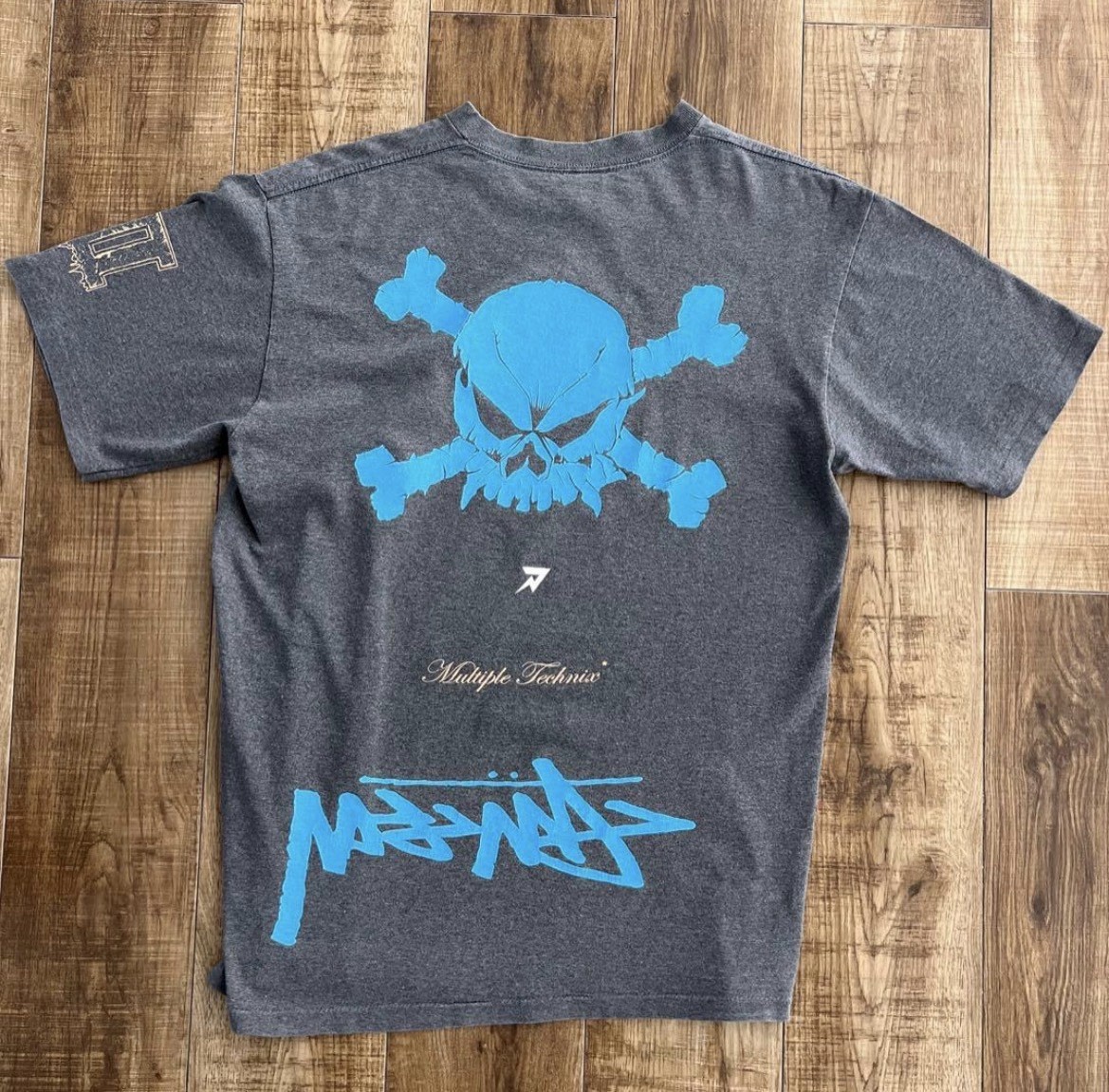 Stussy x Nexus7 Skull T Shirt M Gray Blue Multiple Technix 2004