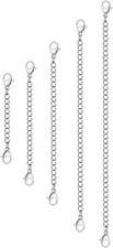 5Pcs Silver Stainless Steel Necklace Extender Chain Links Silver Lobster Necklac