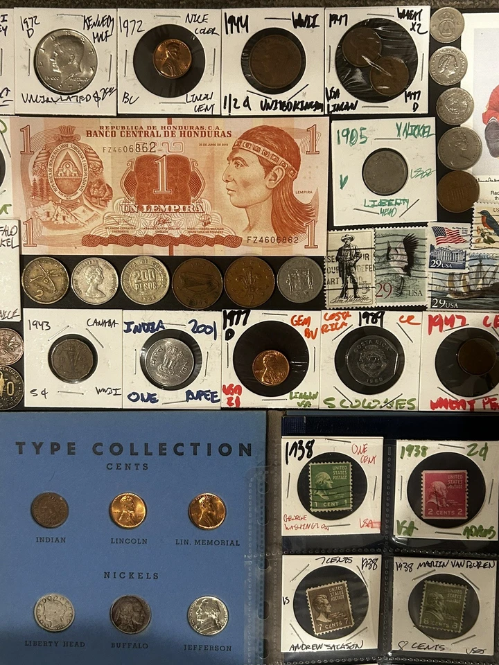 VINTAGE ESTATE LOT US Coin Collection Currency,Silver, 1800s,Foreign,Indian Head - Image 3 of 4