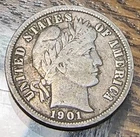 Key 1901-S Barber Dime Nice Original Choice VF CHRC