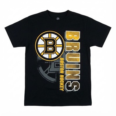 Boston Bruins NHL T-Shirt Herren Vertical Font Hockey S Schwarz Logo Print
