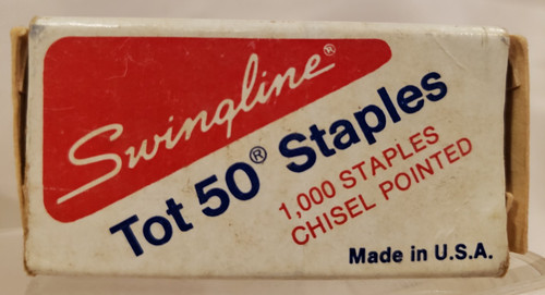 SWINGLINE TOT 50 STAPLES - 1,000 CHISEL POINTED STAPLES - TRUE VINTAGE